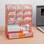 Spacrea Metal Pen Organizer, Pencil Holder for Desk, Desk Organizer with Drawer for School, Home, Art Supplies (Black) - Image 6